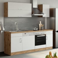 Kitchenette Sorrella 210cm met vaatwas en oven - wit/eik