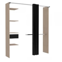 Kledingkast Botan G - 200 cm-met gordijn, 4 legplanken,1 lade, 1 kledingroede-eik 
