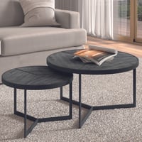 Set van 2 salontafels Arya - zwart mangohout