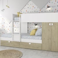 Stapelbed Jip met kast & lades - eik/wit/wit 