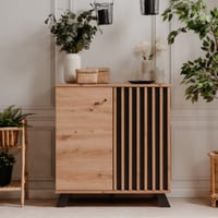 Commode Médard 80 cm-artisanale eik/antraciet