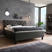 Bed San Marino 180x200cm met opbergruimte kunstleer - antraciet/zwart