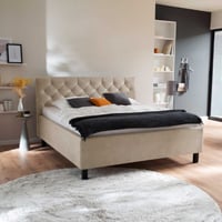 Bed San Marino 180x200cm met opbergruimte kunstleer - beige/zwart