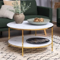 Ronde Salontafel Alisma - Wit Marmer en Goud Stalen Onderstel (Ø80x45cm)