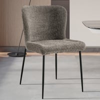 Lisa Bouclé zandkleurige Stoel - Metalen Poten, H 85 x B-L 50 x D-P 62 cm