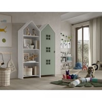 2-delige kledingkast Casami Bruges - 115x37x172 cm - Wit/olijfgroen