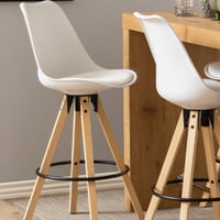 Barkruk Dima - kunstleer - rubberhout - wit