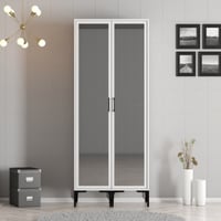 Kledingkast Kassian met 2 spiegels - 201,4x80x47,5 cm - MDF/wit 