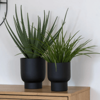 Zwart metalen Fulda plantenbak set van 2