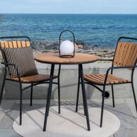 Bijzettafel met teakblad - Natuur/Zwart