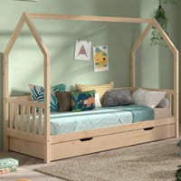 Bedhuisje Home - 90x200 cm - met hekje - met bedlade - dennenhout