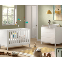 Peuterkamer Eva: peuterbed 70x140cm, commode met luierplank - wit