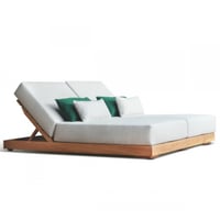 Dubbel ligbed Kostas - 160x200x33cm - olefin - teakhout/écru