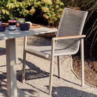 Tuinstoel Arriba - 55x60x87cm - beige aluminium/teakhout