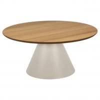 Ronde eiken salontafel met grijs stalen onderstel - Ø85x40 cm