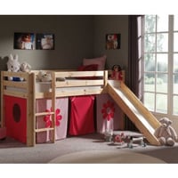 Halfhoogslaper Astrid met glijbaan & bedtent Flower - dennenhout