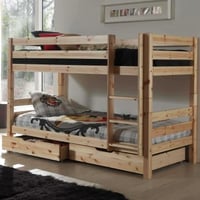 Stapelbed Claire laag met twee lades - dennenhout