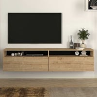 Tv-meubel Rastone - 180x37x42cm - 2 deuren - eikdecor