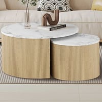 Salontafelset Rowan - Ø80x42cm & Ø50x37cm - eikdecor/marmer