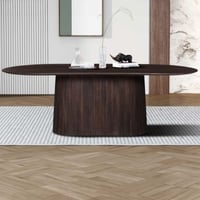 Miguel Ovale Eettafel 230cm Donkerbruin | Massief Mango Hout Structuur en Bovenblad