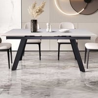 Uitschuifbare eettafel Hertha | 160/240 x 90 x 76 cm | Wit/Steen