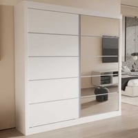 Kledingkast Mike | 183 x 53 x 198 cm | Met spiegel | Wit