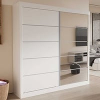 Kledingkast Mike | 183 x 53 x 198 cm | Met spiegel | Wit