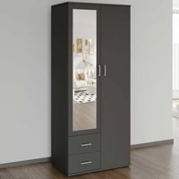 Kledingkast Marc - 80x52x185cm - met spiegel - 2 deuren & 2 lades - donkergrijs