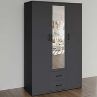 Kledingkast Marc met spiegel - 3 deuren & 2 lades - donkergrijs