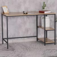 Bureau Riko 120cm met 2 legplanken - zwart/bruin