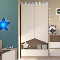 Kledingkast Shelby met 2 deuren en 1 lade - eik/wit 