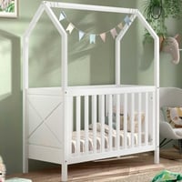 Babybed Scottie - 60x120cm - verstelbare lattenbodem - wit dennenhout