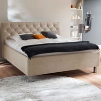 Bed San Marino 180x200cm met opbergruimte kunstleer - beige/chroom