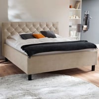 Bed San Marino 180x200cm met opbergruimte kunstleer - beige/zwart