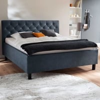 Bed San Marino 180x200cm met opbergruimte kunstleer - blauw/zwart