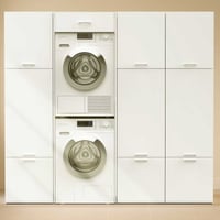 Kasten voor wasruimte Linea - 216x67x200cm - 10 deuren - wit