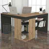 Hoekbureau Stylo - 120x45x74cm - met opbergruimte - eikdecor/antraciet
