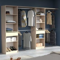 Open kledingkast Tango - 320x40x200cm - eikdecor/wit/zwart