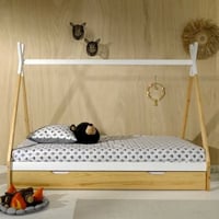 Tipibed 90 x 200cm met bedlade - dennenhout