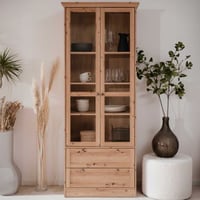 Vitrinekast Timothee - 80x39x200cm - 2 deuren & 2 lades - artisan eikdecor