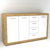 Commode Turbo met 3 deuren & 4 laden - oude eik/hoogglans wit