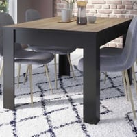 Verlengbare eettafel Wilke - 155/205x90x74cm - geborstelde eik/matzwart