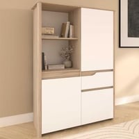 Buffetkast Wendy - 109x40x151cm - 3 deuren & 1 lade - eikdecor/wit