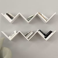 Wandplanken ZigZag - set van 2 - 129x22x25cm - wit
