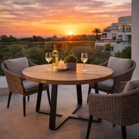 Tuintafel Margarite rond gesco — teak en ijzer 90 cm bruin