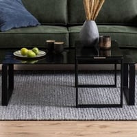 Set van 2 salontafels Nicola met glazen blad - zwart