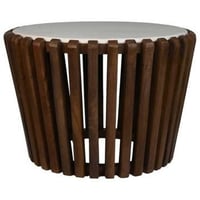 Ronde bijzettafel Aleppo - Ø60x40cm - mangohout/marmer