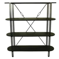 Boekenrek Alexandria - 130x39x140cm - zwart mangohout/metaal