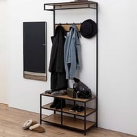 Halmeubel Dover - 77x40x185cm - zwart staal/wilde eik