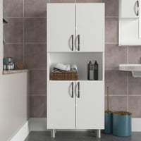 Opbergkast William - 59x29x140cm - met vier deuren - wit